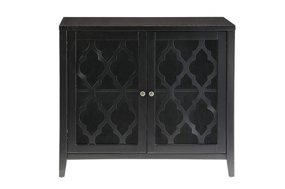 Storage Cabinet with 2 Doors and Quatrefoil Design, Black - View 2
