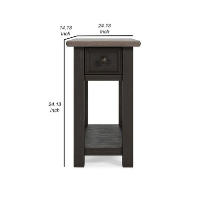 24 Inch Side End Table, Black Wood Base, Power Socket and USB Chargers - View 5