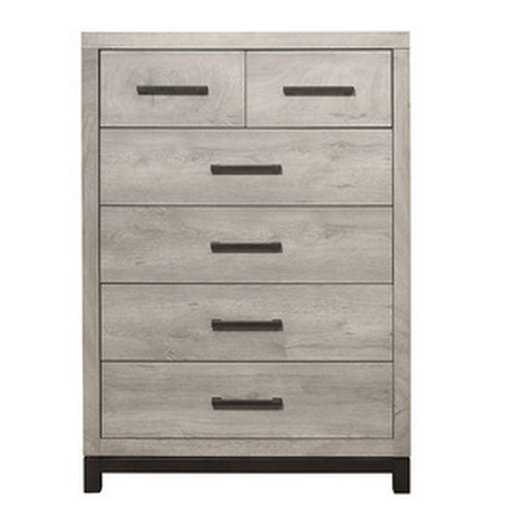 Deena 49 Inch 6 Drawer Tall Dresser Chest with Metal Handles, Light Gray - View 2