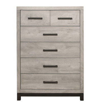 Deena 49 Inch 6 Drawer Tall Dresser Chest with Metal Handles, Light Gray - View 2