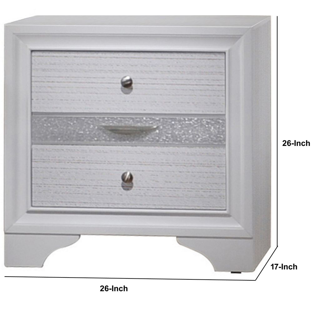 Stylish 3 Drawers Wood Nightstand By Naima , White - View 5