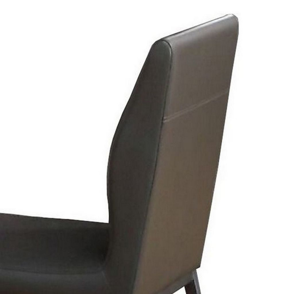 Chair with Faux Leather and Sleek Metal Legs, Gray - View 3