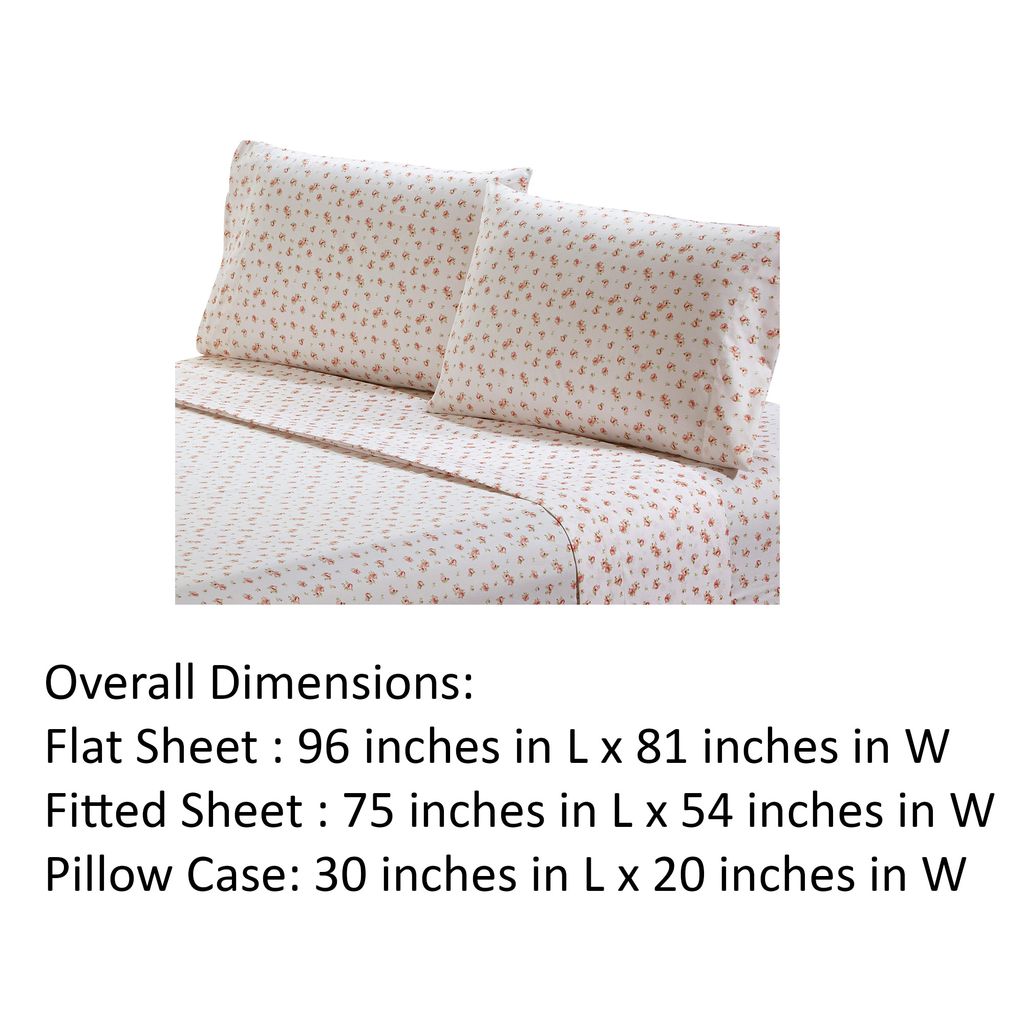 Melun 4 Piece Full Size Sheet Set with Rose Sketch The Urban Port, Pink and White - View 5