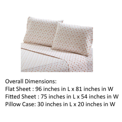 Melun 4 Piece Full Size Sheet Set with Rose Sketch The Urban Port, Pink and White - View 5