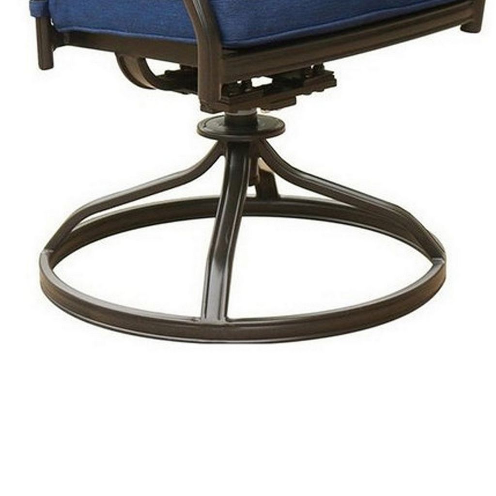 Wynn 25 Inch Modern Patio Dining Swivel Chair with Cushion, Set of 2, Blue - View 7