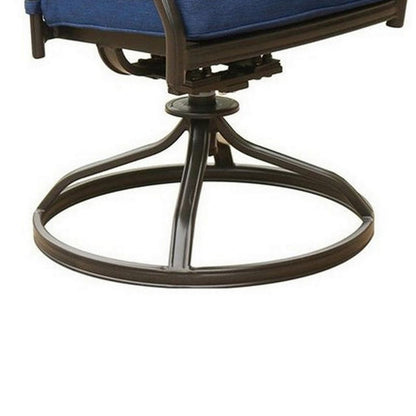Wynn 25 Inch Modern Patio Dining Swivel Chair with Cushion, Set of 2, Blue - View 7