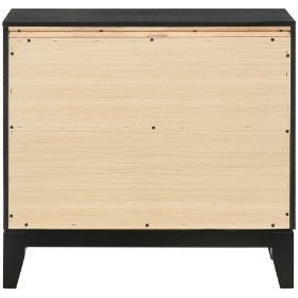 Nightstand with 2 Drawers and Shimmery Details, Black - View 5