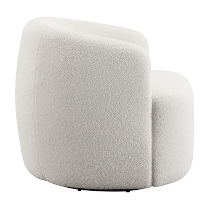 35 Inch Modern Swivel Accent Chair, Padded Seat, Round Barrel Back, White - View 3