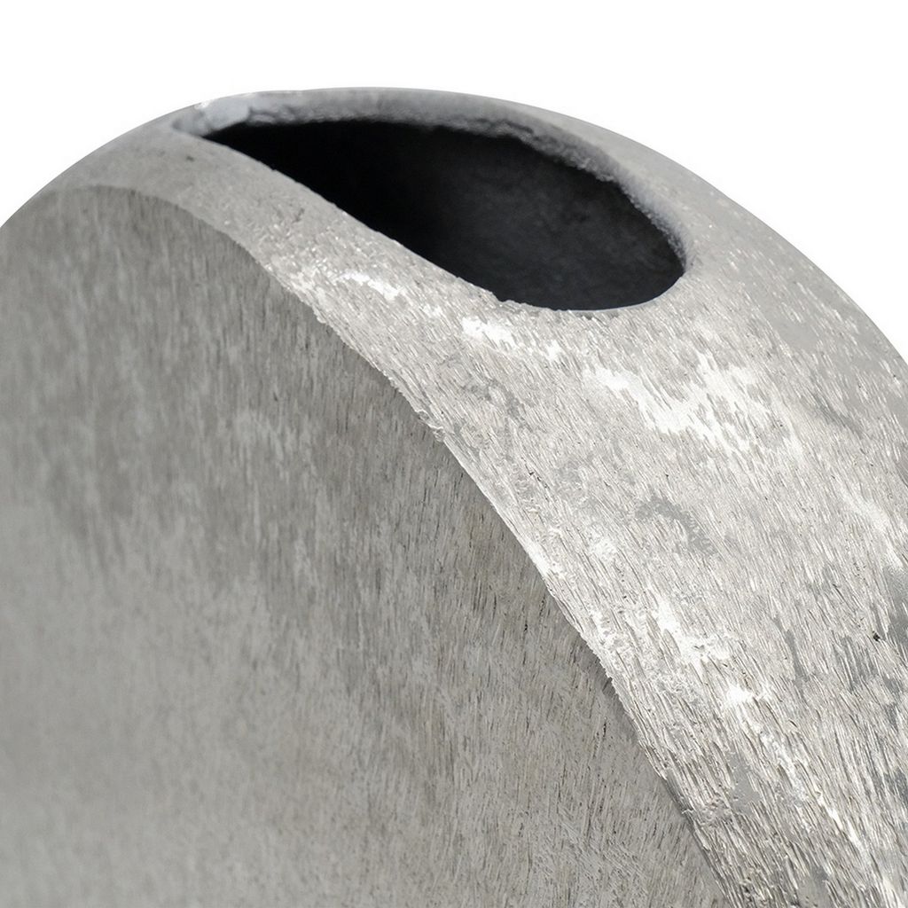 15 Inch Modern Decorative Vase, Round, Silver Finished Aluminum Frame - View 3