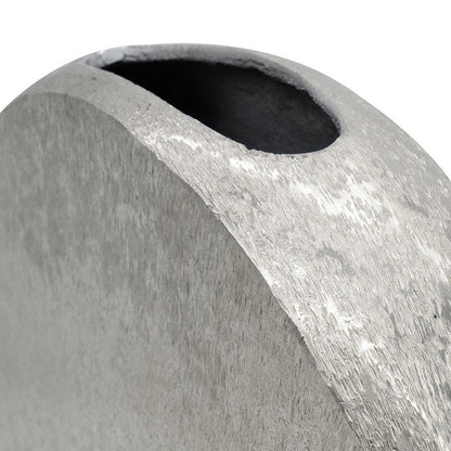 15 Inch Modern Decorative Vase, Round, Silver Finished Aluminum Frame - View 3
