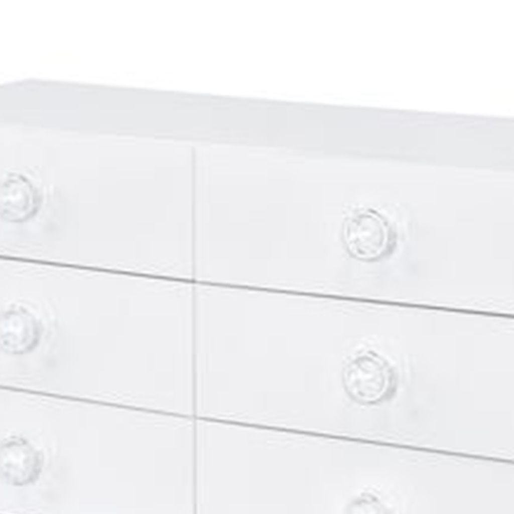 Dresser with 6 Drawers and Angled Metal Feet, White - View 5