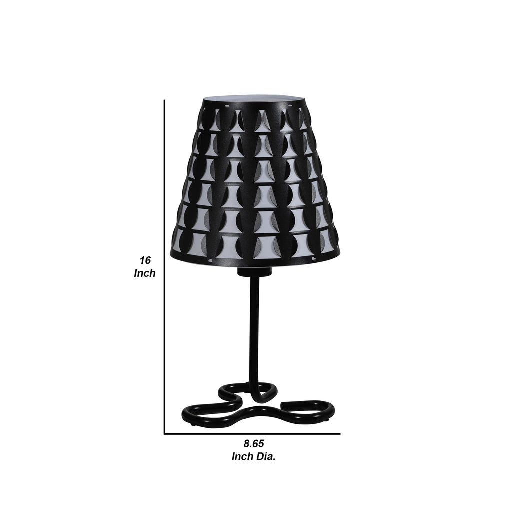 Plastic Shade Metal Table Lamp with Open Clover Base, Black - View 6