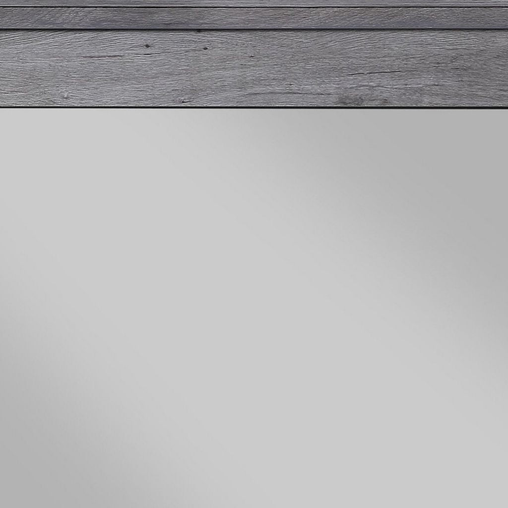 Traditional Wooden Wall Mirror with Rustic Style, Gray - View 4