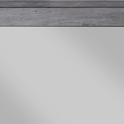 Traditional Wooden Wall Mirror with Rustic Style, Gray - View 4