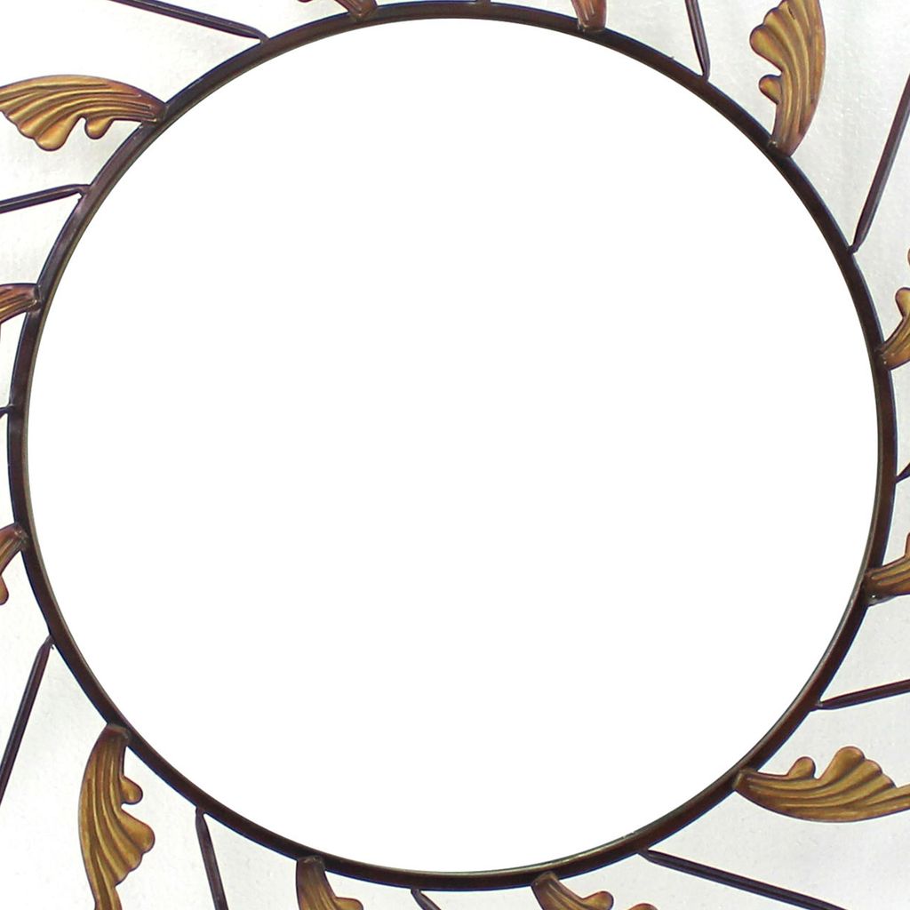 Round Metal Wall Mirror Set of 2 with Scroll Details, Bronze and Gold - View 3