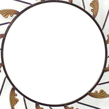 Round Metal Wall Mirror Set of 2 with Scroll Details, Bronze and Gold - View 3