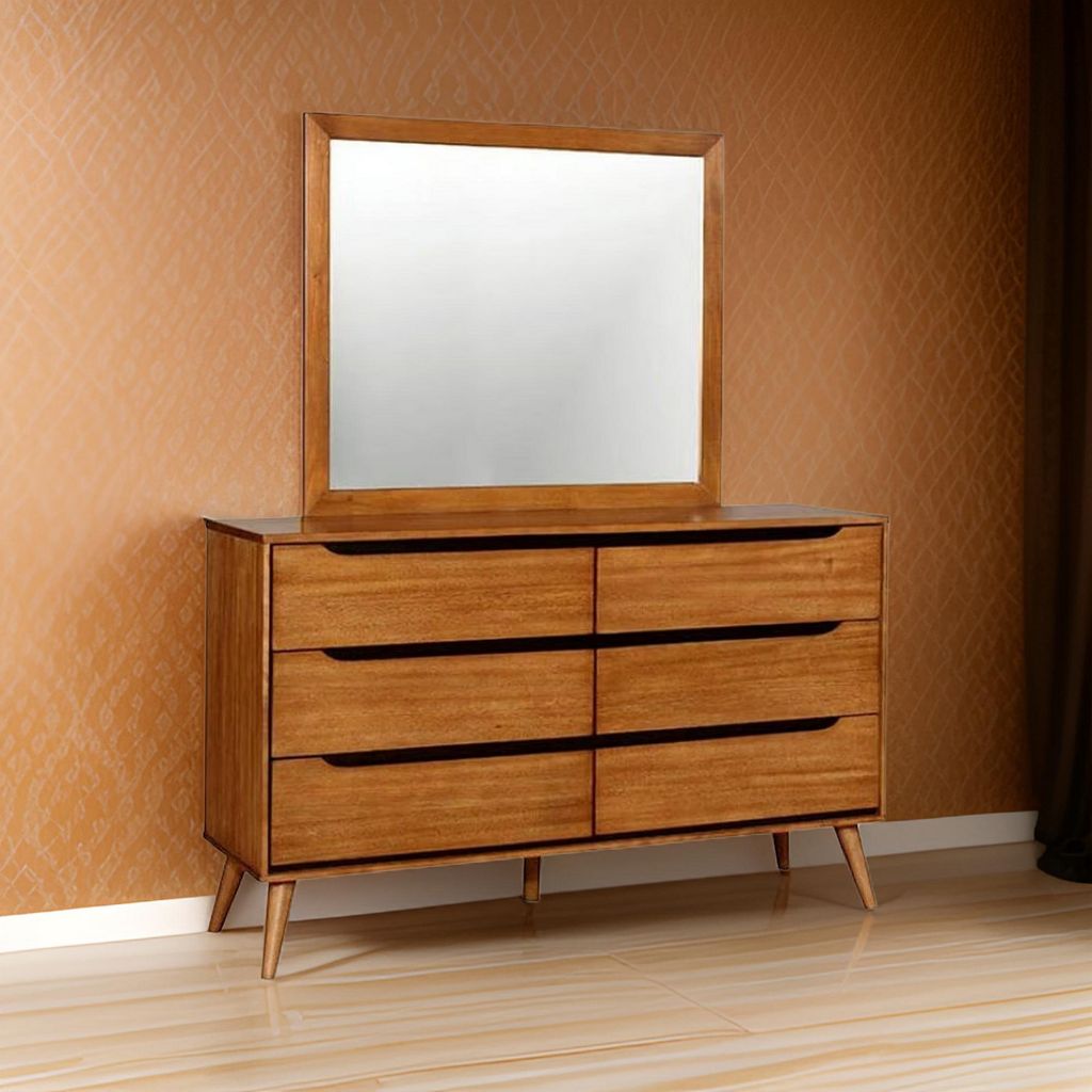 Lennart Mid Cent Modern Mirror, Oak Finish - View 7