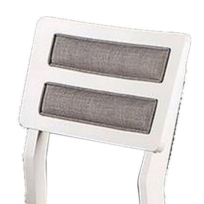 Kya 21 Inch 2 Tone Dining Chair, Ladder Back, Gray Seat, Set of 2, White - View 2