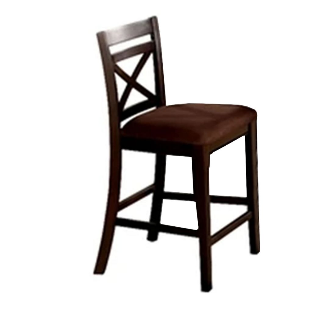 5 Piece Wooden Counter Height Table with Crossback Chairs, Espresso Brown - View 4
