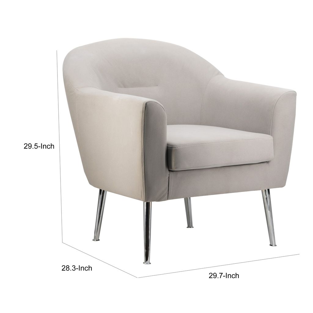 30 Inch Modern Accent Sofa chair, Curved, Ivory Fabric Upholstery - View 6