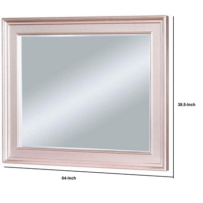 64 Inch Contemporary Style Wooden Frame Mirror, Rose Pink - View 6