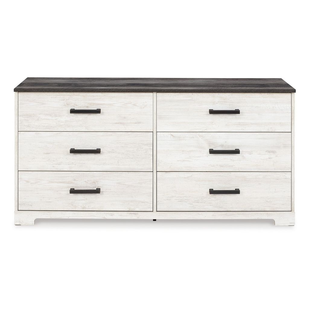 Wisp 59 Inch Wood Dresser, 6 Gliding Drawers, Rustic Crisp White Finish - View 2
