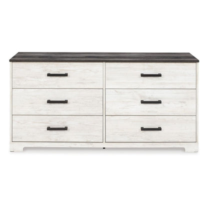Wisp 59 Inch Wood Dresser, 6 Gliding Drawers, Rustic Crisp White Finish - View 2