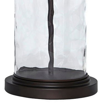 Drum Shade Table Lamp with Glass Insert Base, Bronze - View 3