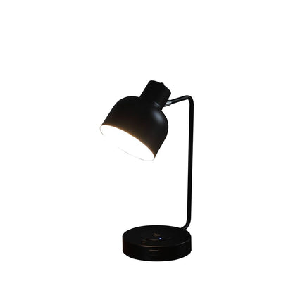 15 Inch Metal Table Lamp, Adjustable Shade, Wireless Charging, Black - View 2