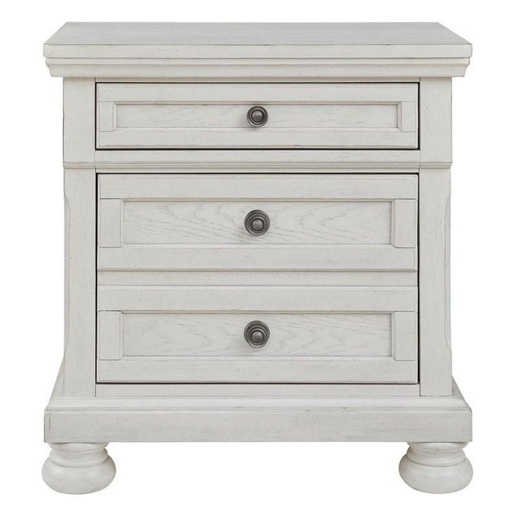 Julia 30 Inch Casual Nightstand, Wood, 2 Drawers, Pull Out Tray, White - View 2