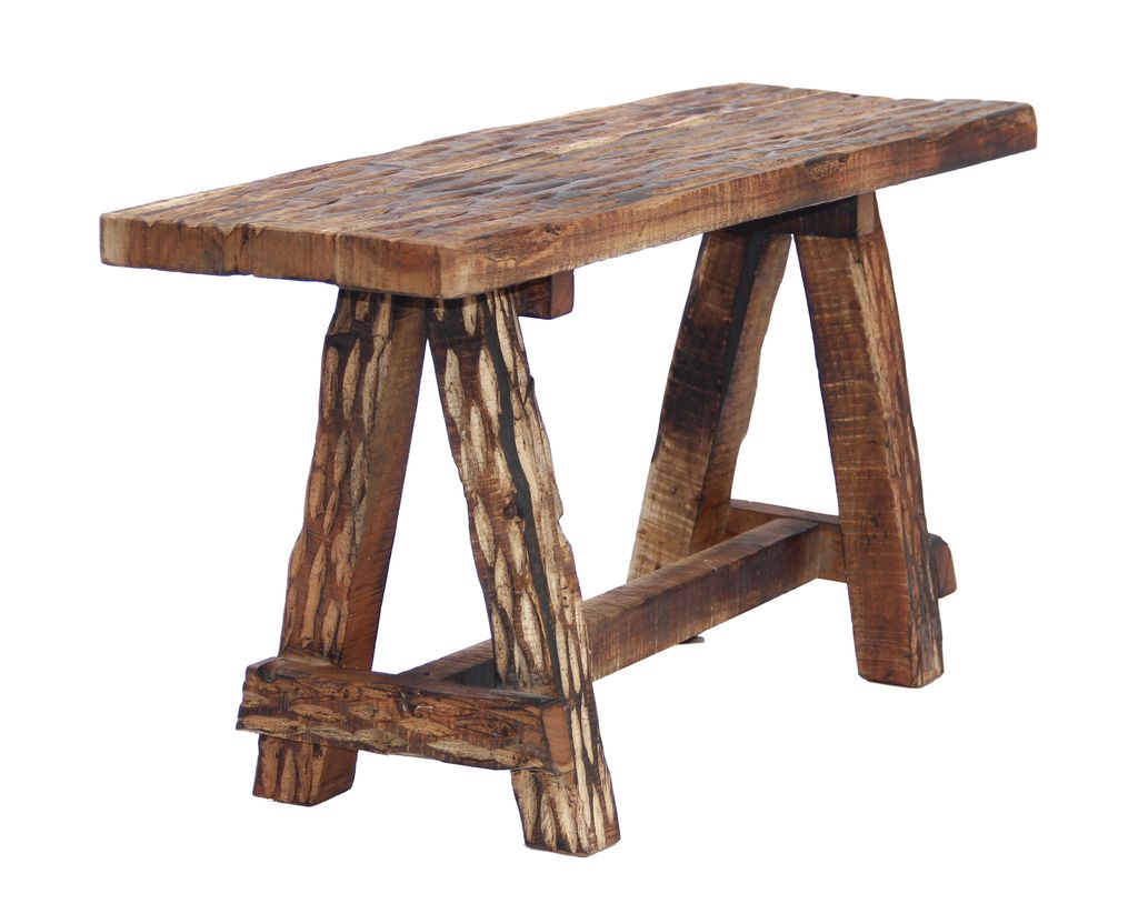 Wooden Garden Patio Bench With Retro Etching, Cappuccino Brown - View 4