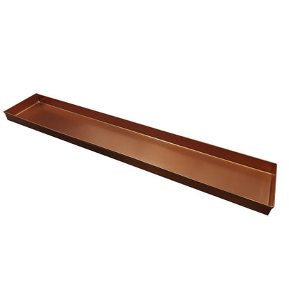 29 Inch Rectangular Metal Windowsill Planter Tray, Trim Edges, Large, Copper - View 2