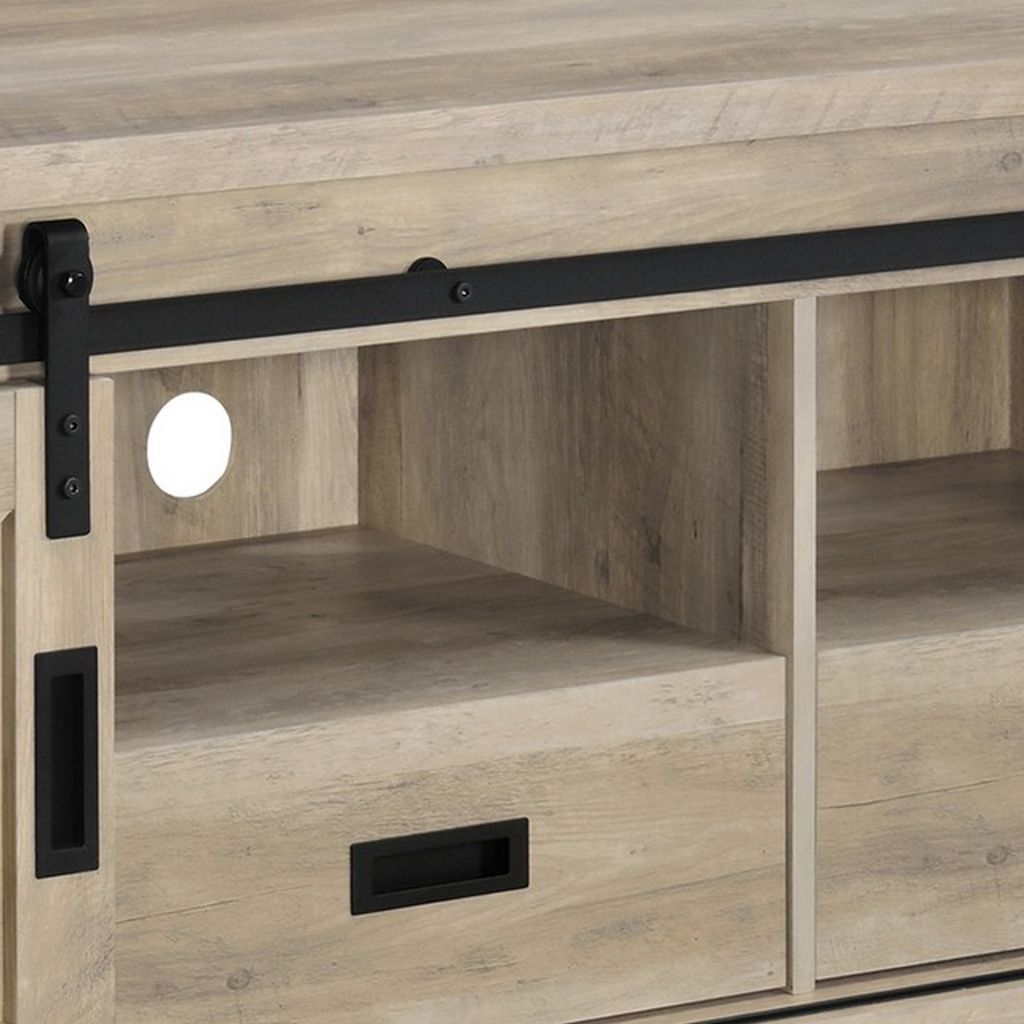 Sem 79 Inch TV Media Entertainment Console, Sliding Doors, 2 Drawers, Brown - View 3