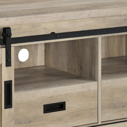 Sem 79 Inch TV Media Entertainment Console, Sliding Doors, 2 Drawers, Brown - View 3