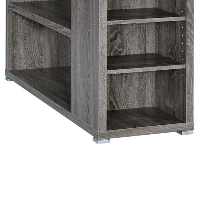 Modern Style Wooden Office Desk, Gray - View 4
