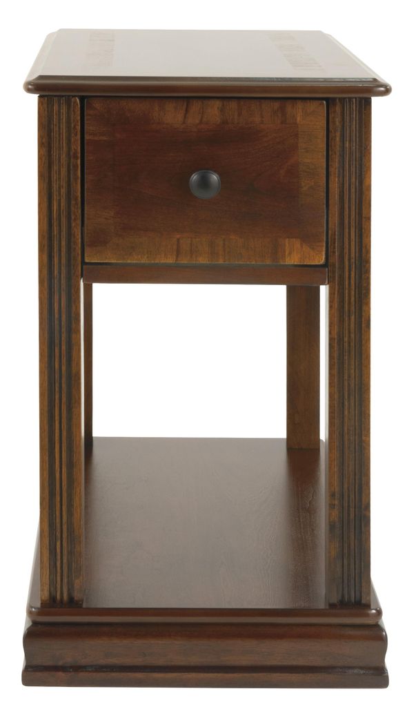 Chair Side End Table with 1 Drawer and Open Bottom Shelf, Brown - View 2
