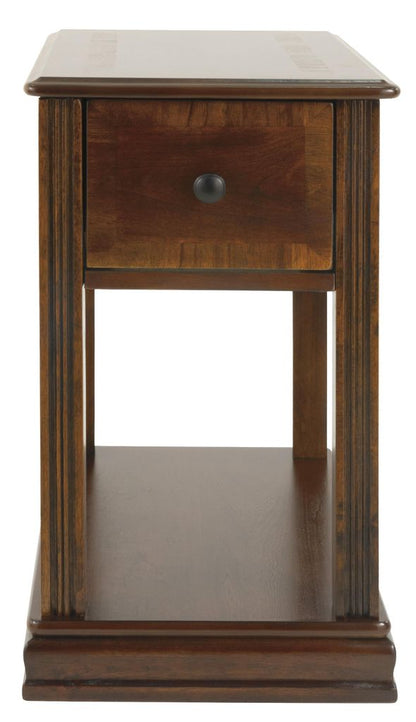 Chair Side End Table with 1 Drawer and Open Bottom Shelf, Brown - View 2