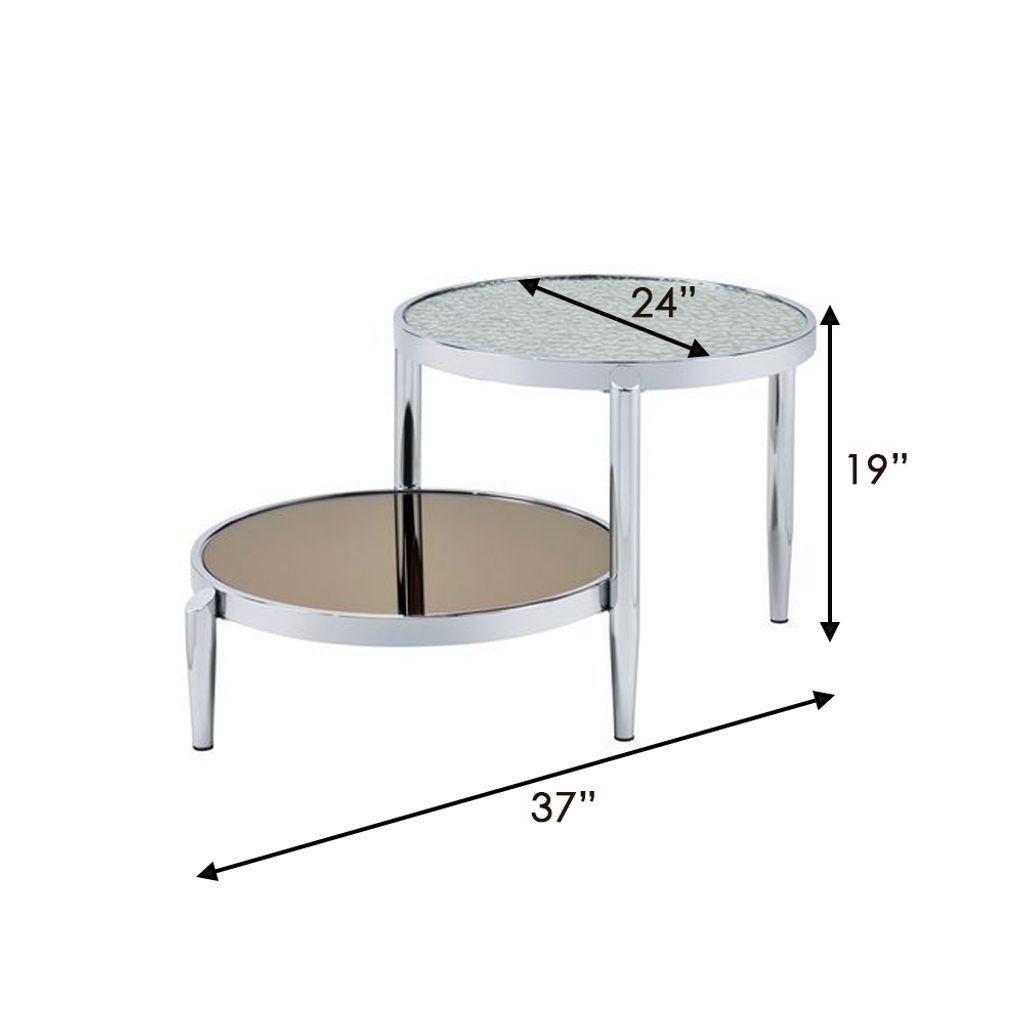 Twin Top Coffee Table with Tubular Rounded Legs, Silver - View 6