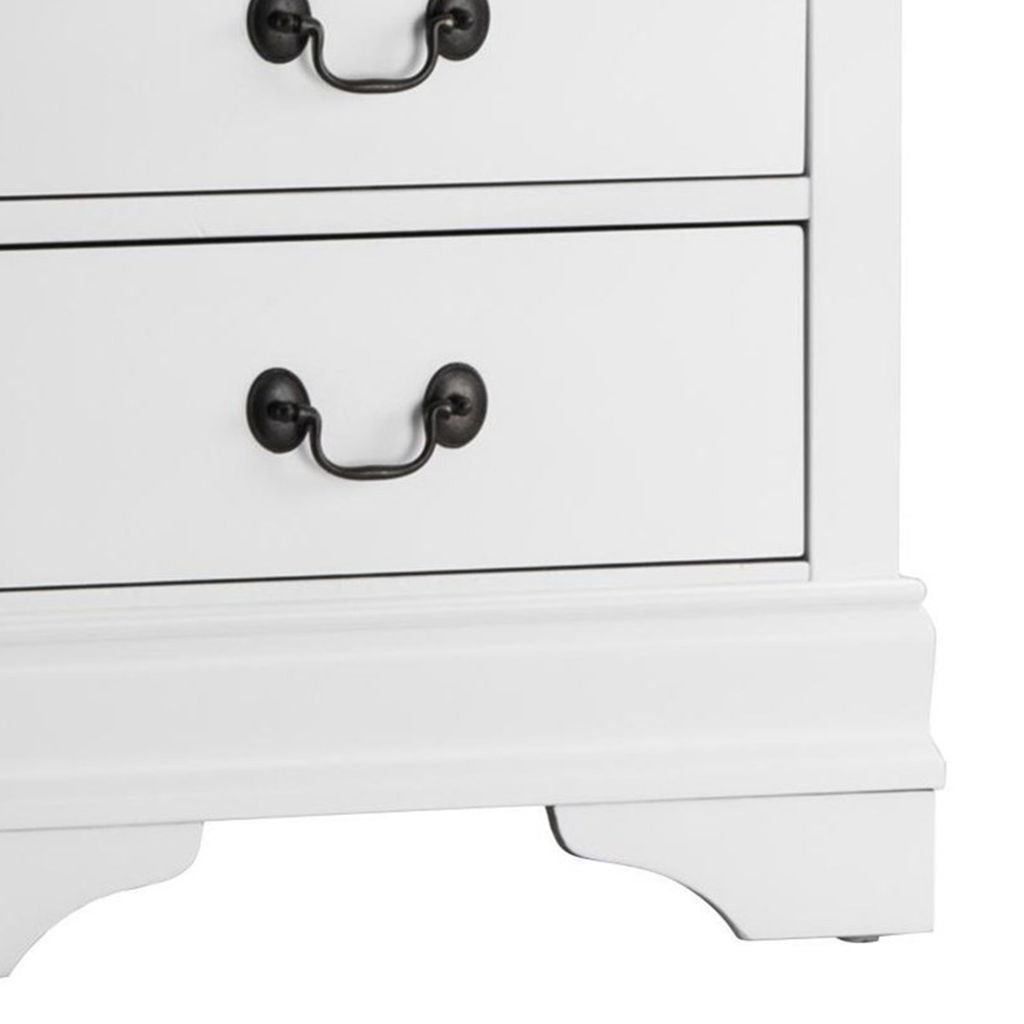 Wooden Night Stand With 2 Spacious Drawers White - View 3