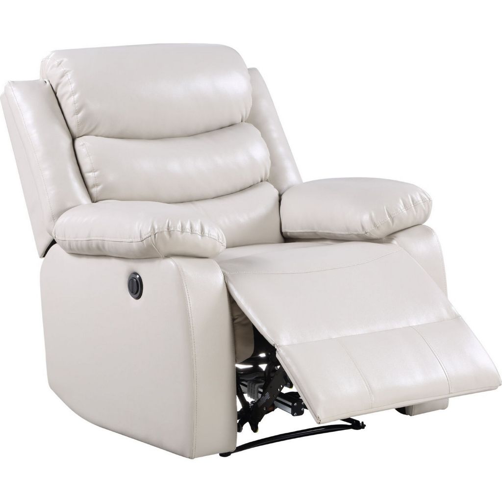 Power Recliner Chair with Split Back and Pillow Top, Cream - View 5