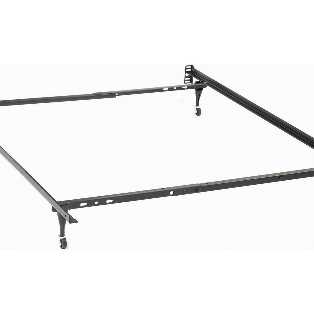 Nit Multisize Metal Bed Frame, Twin or Full Size, Caster Wheels, Black - View 2