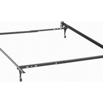 Nit Multisize Metal Bed Frame, Twin or Full Size, Caster Wheels, Black - View 2