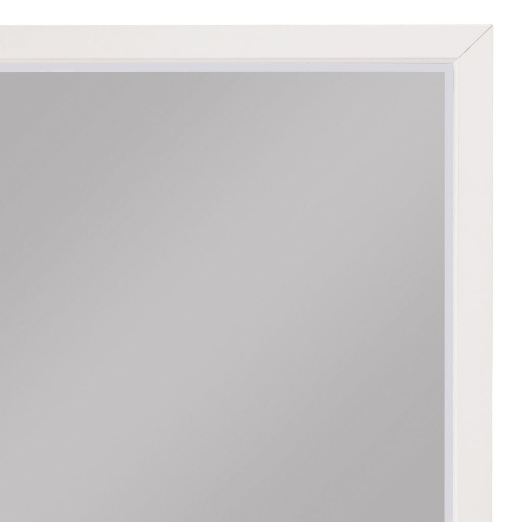Transitional Style Square Wooden Frame Mirror, White - View 4