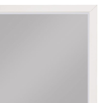 Transitional Style Square Wooden Frame Mirror, White - View 4