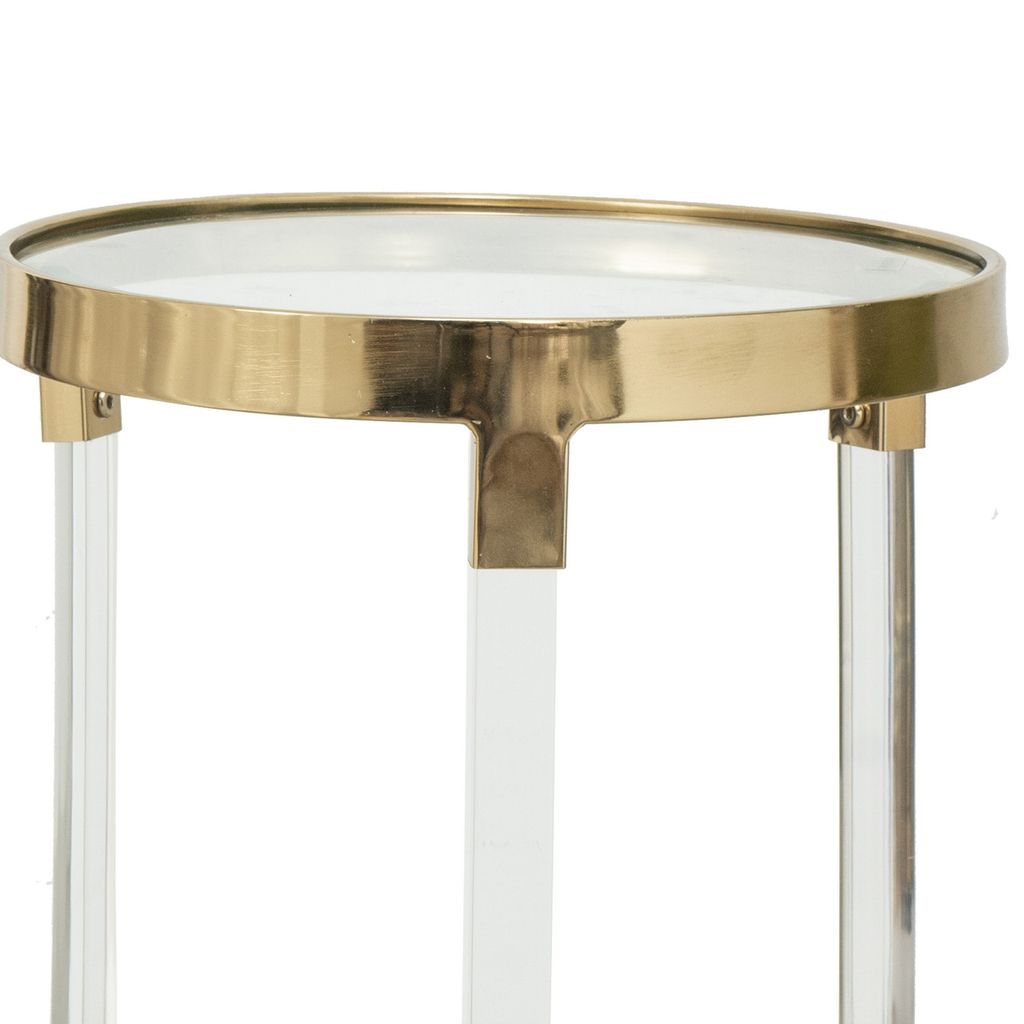 24, 21 Accent Tables, Acrylic Clear Legs, Glass Top, Set of 2, Gold - View 3