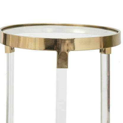 24, 21 Accent Tables, Acrylic Clear Legs, Glass Top, Set of 2, Gold - View 3