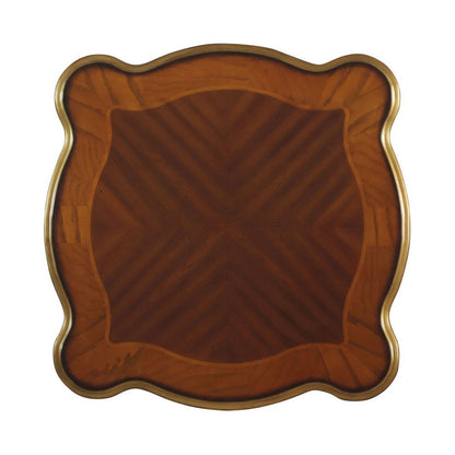 Wooden End Table with Open Bottom Shelf and Carved Details, Brown - View 3
