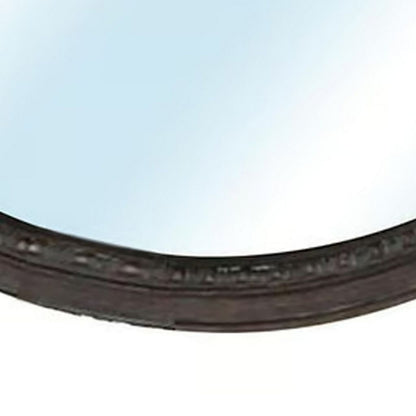 Oval Wall Mountable 5mm Beveled Mirror, Rustic Natural Brown - View 4
