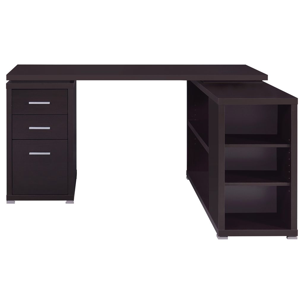 Contemporary Style Wooden Office Desk, Brown - View 3