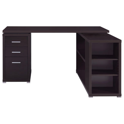 Contemporary Style Wooden Office Desk, Brown - View 3